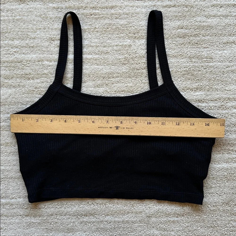 Alo Yoga Whisper Black Rib-Knit Crop Bra Tank Size Medium
